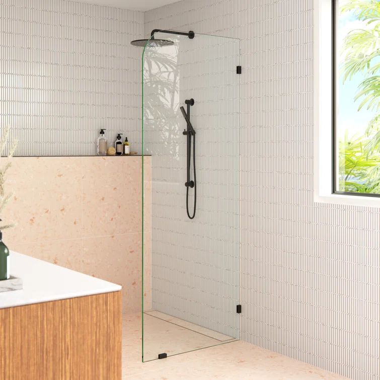 Solaris 36 in. x 78 in. Matte Black Frameless Glass Shower Panel