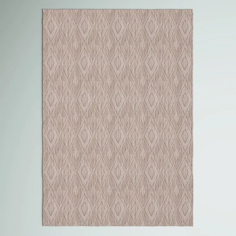 Taupe Geometric Low Pile Indoor/Outdoor Area Rug