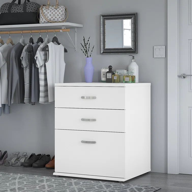 White Engineered Wood 3-Drawer Closet Organizer