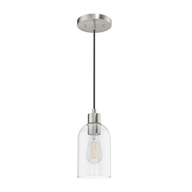 Lochemeade Mini Pendant Light with Clear Seeded Glass & Brushed Nickel