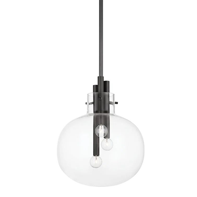 Black Brass and Clear Glass Globe Pendant Light