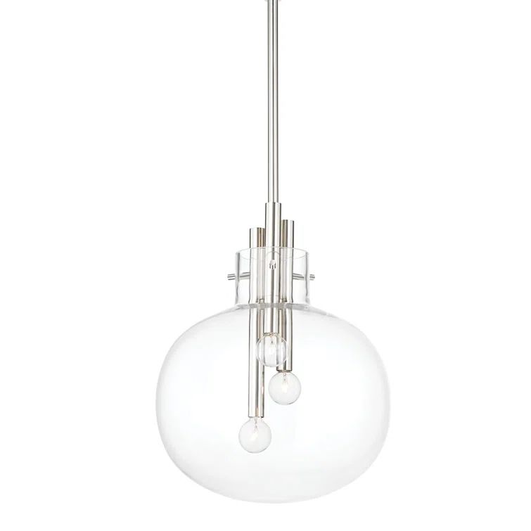 Clear Glass Globe Pendant Light with Polished Nickel Finish