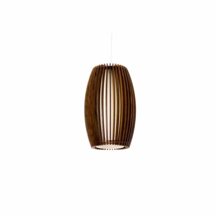 Imbuia Brown LED Pendant Light with Natural Wood Veneer