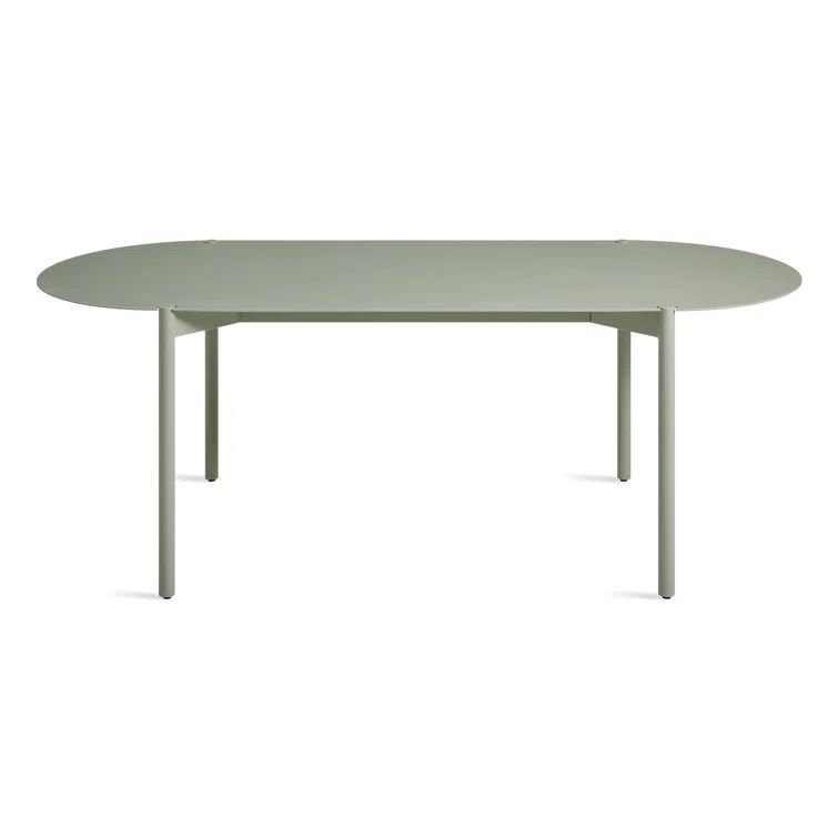 Gray Green Powder-Coated Aluminum Contemporary Dining Table