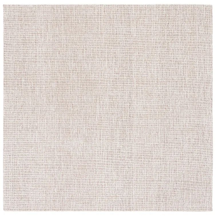 Ivory and Grey 6' x 6' Square Hand Tufted Wool Rug