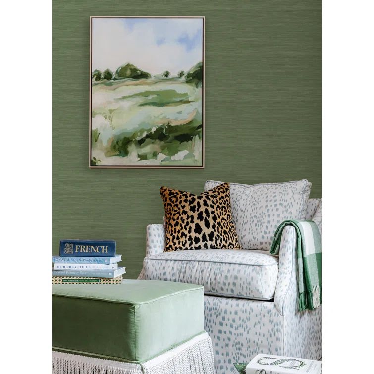 Hunter Green Faux Grasscloth Peel and Stick Wallpaper Roll