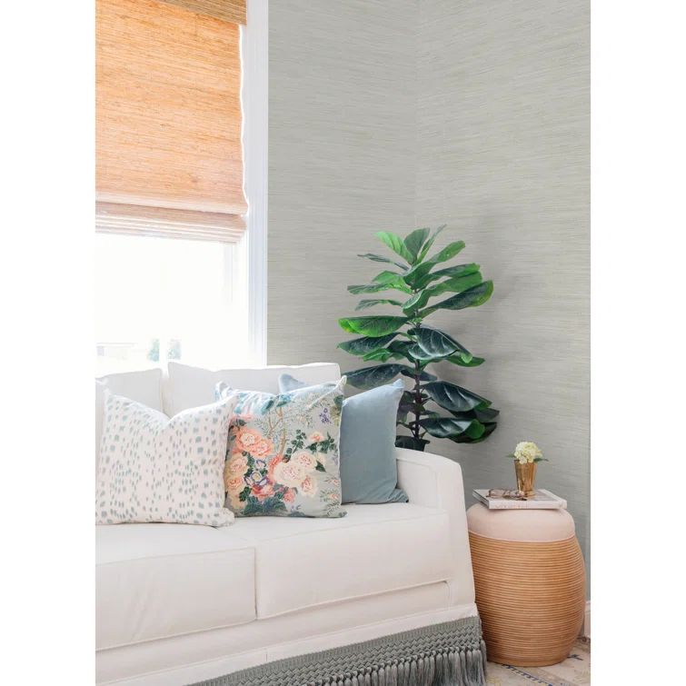 Grey 3D Grasscloth Peel and Stick Wallpaper Roll