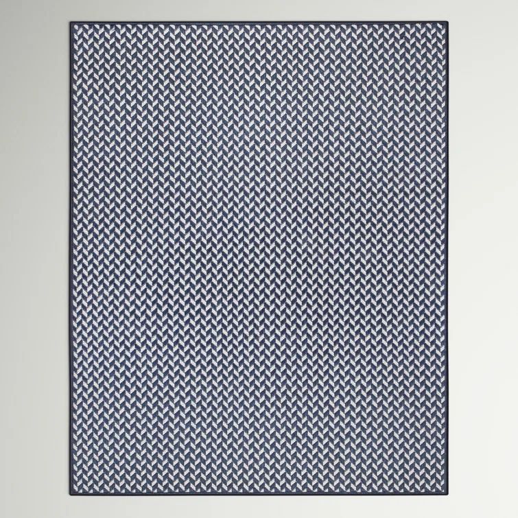 Jaylah Navy Blue Herringbone Indoor/Outdoor Area Rug 8' x 10'