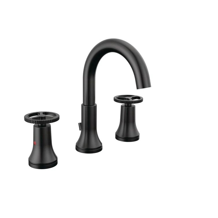 Matte Black Brass Modern Widespread Bathroom Faucet
