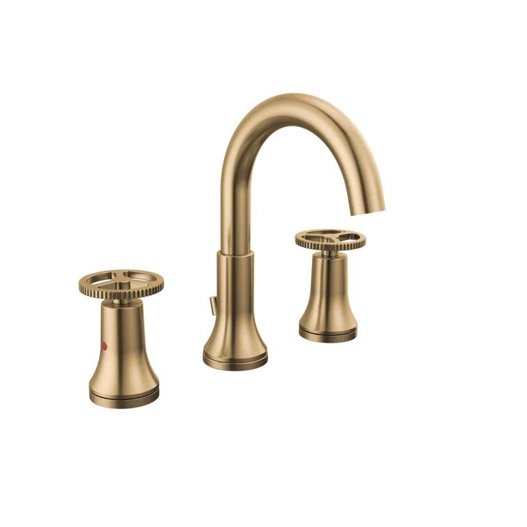 Champagne Bronze Modern Widespread Bathroom Faucet with Dual Handles