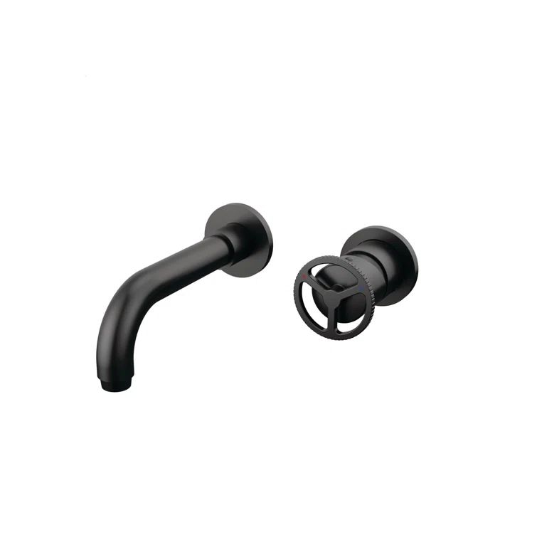 Matte Black Modern Wall Mounted Brass Bathroom Faucet