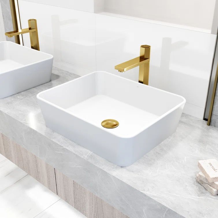 Nova Matte Brushed Gold Tall Vessel Sink Faucet with Push Button
