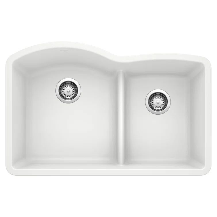 White Stone Double Bowl Drop-In Kitchen Sink