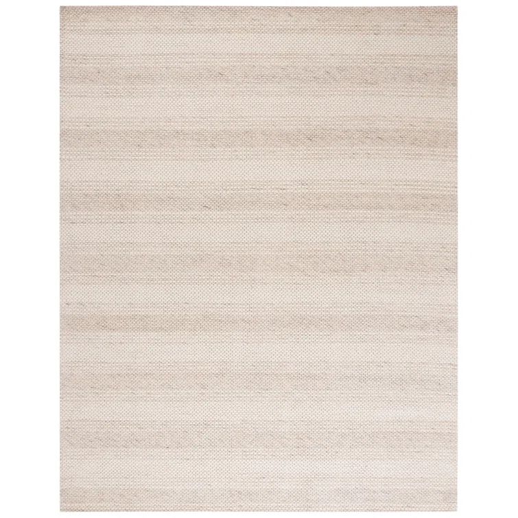Beige and Brown Hand-Tufted Wool Rectangular Rug 4' x 6'