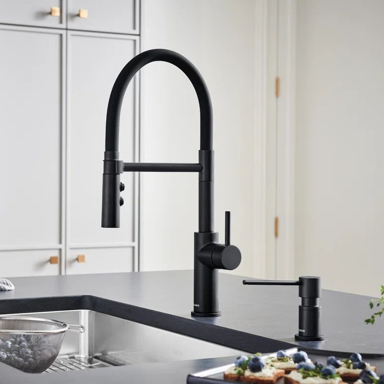 Matte Black Brass Semi-Pro Faucet with Pull-out Spray