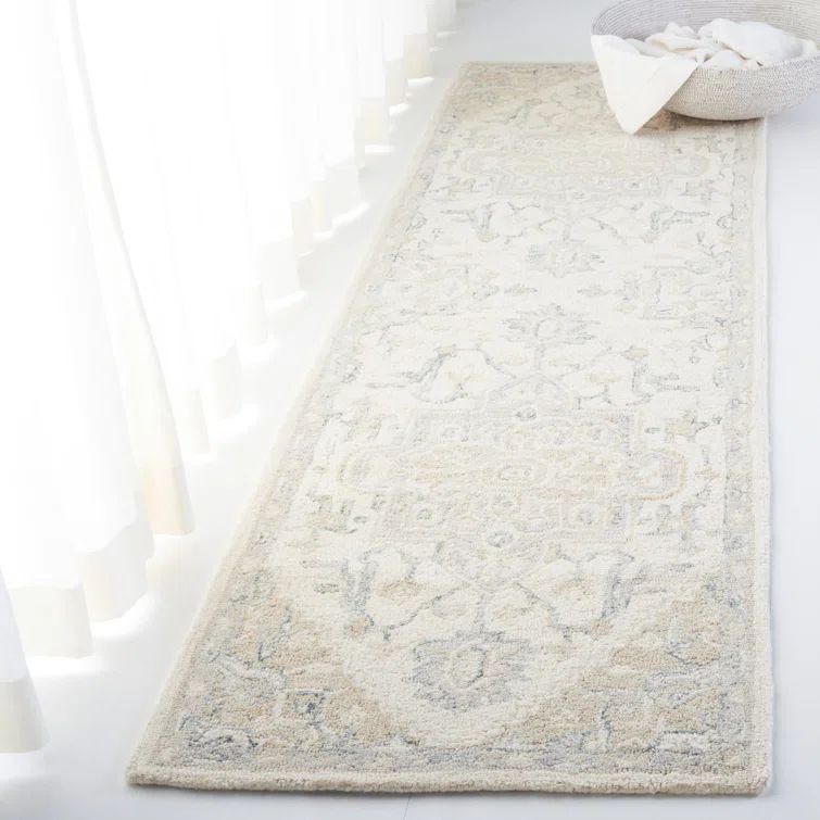 Percy Hand-Knotted Ivory & Beige Wool Runner Rug, 2'3" x 8'