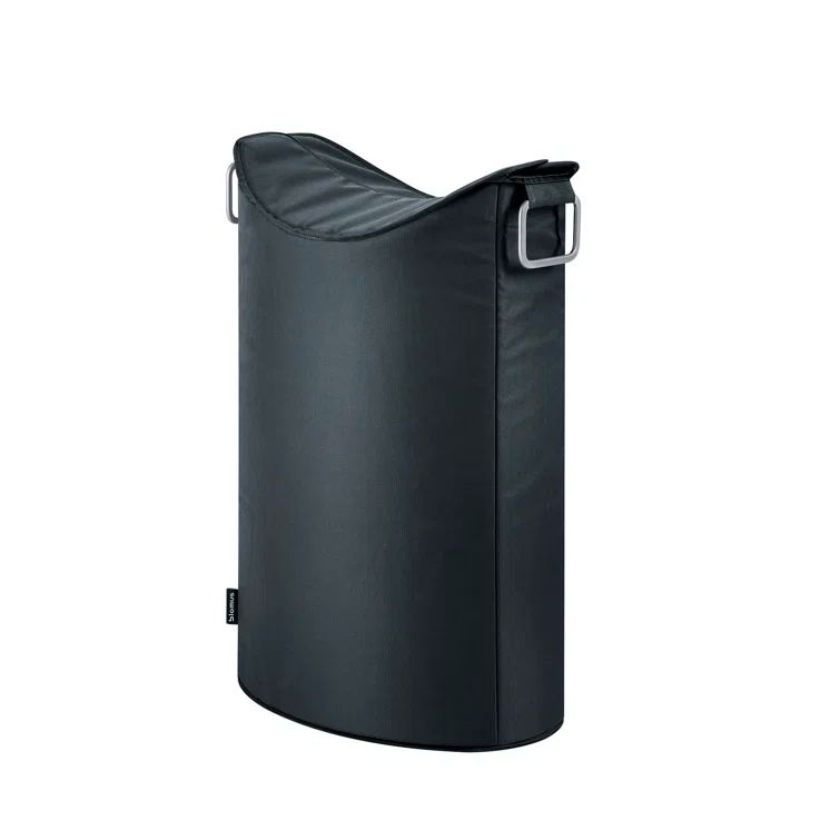 Black Collapsible Synthetic Fiber Laundry Hamper with Lid