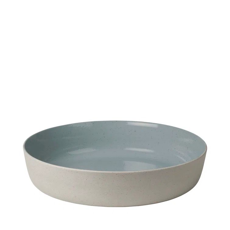 Sablo 13.4 Inch Stone Blue Ceramic Salad Bowl