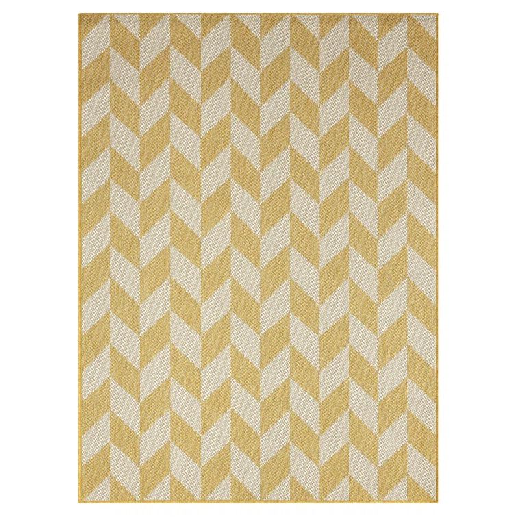 Calla Herringbone 8' x 10' Yellow Geometric Indoor/Outdoor Rug