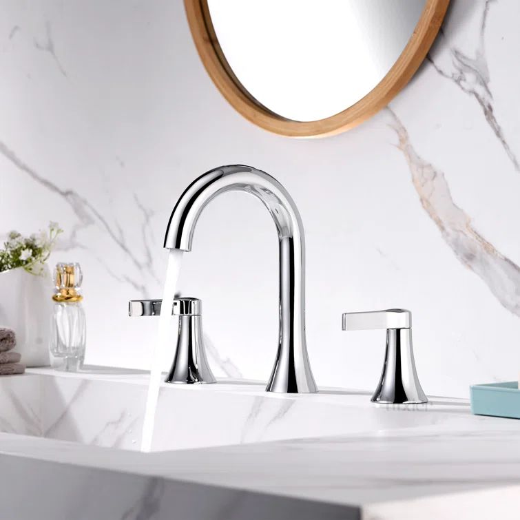 Chrome Widespread 2-Handle Bathroom Faucet with Drain Assembly