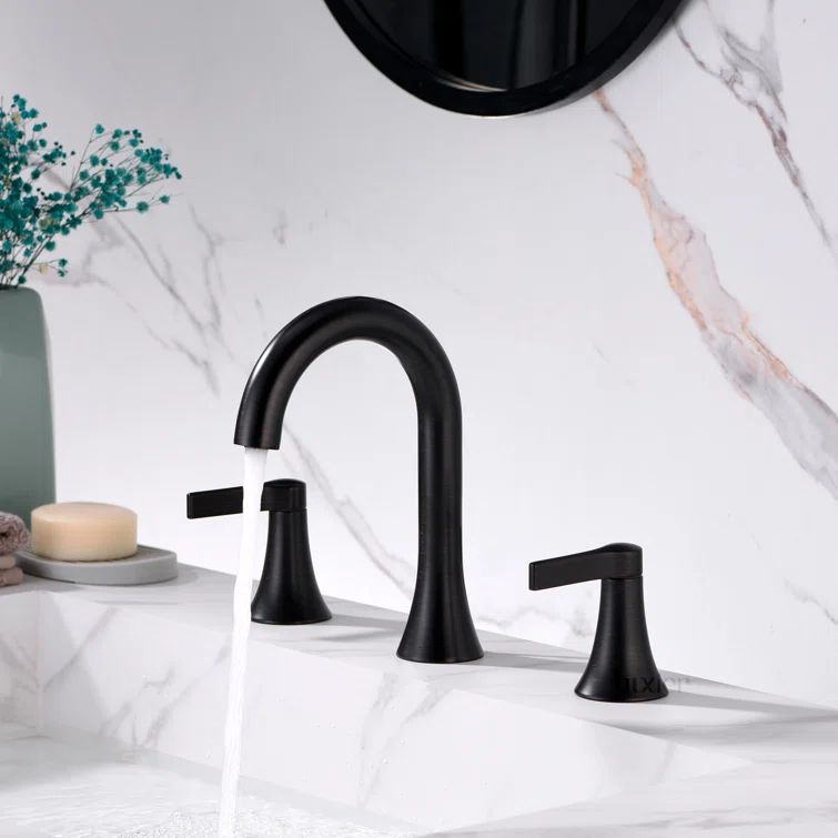Oil Rubbed Bronze Widespread Bathroom Faucet with Drain Assembly