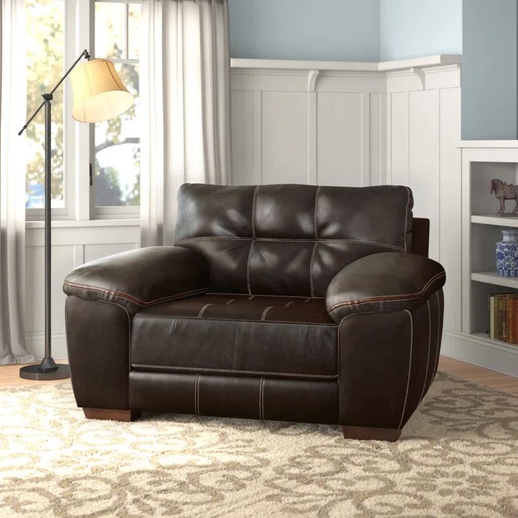 Elegant Hudson Faux Leather Chair in Rich Chocolate, 44in