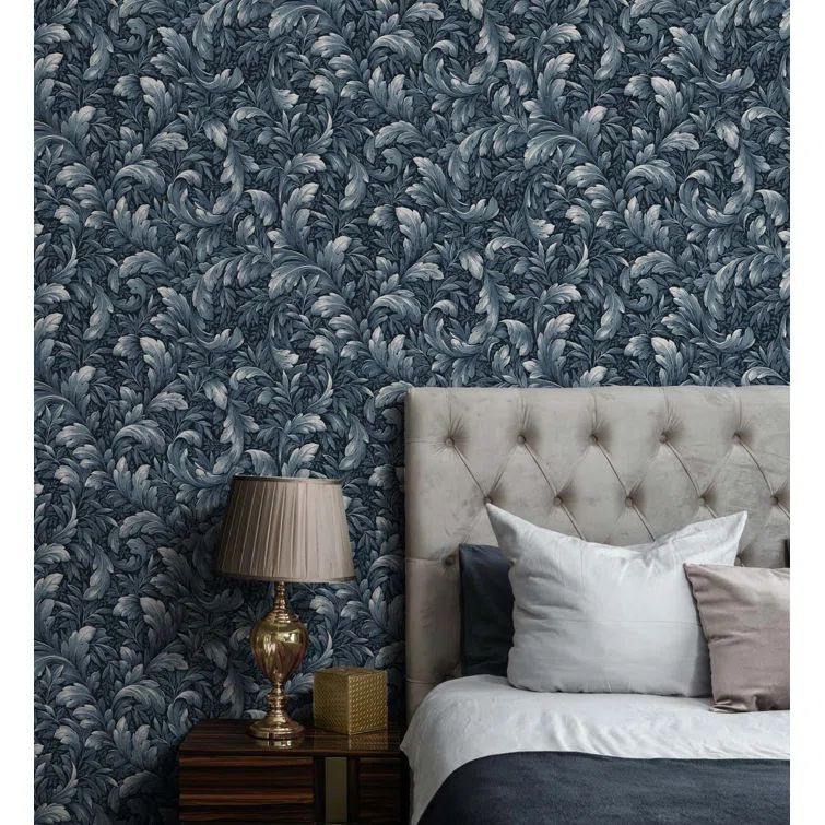 Navy Blue Vinyl Peel and Stick Wallpaper Roll