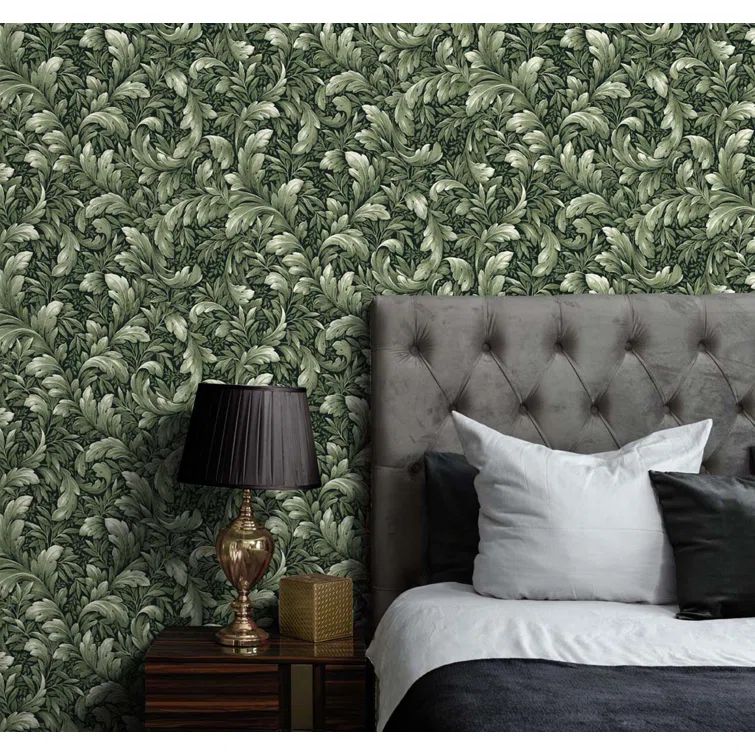 Forest Green Vinyl Peel and Stick Wallpaper Roll