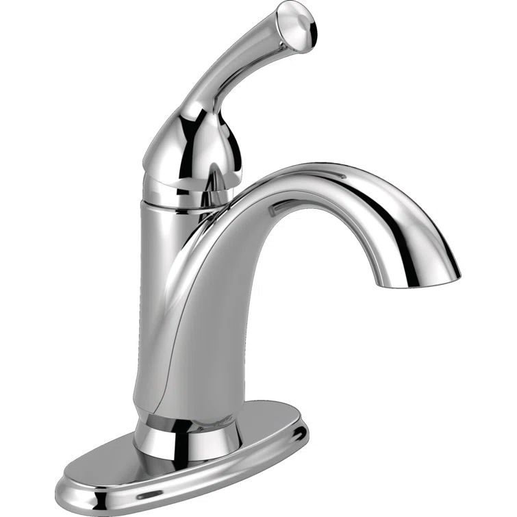 Chrome Single Hole Modern Bathroom Faucet with Drain Assembly