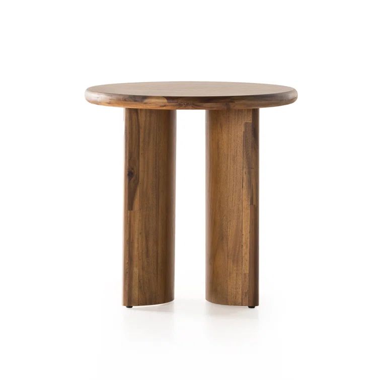 Contemporary Round Brown Wood End Table
