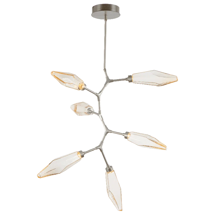 Modern Vine LED Chandelier in Bronze with Crystal Glass Shades