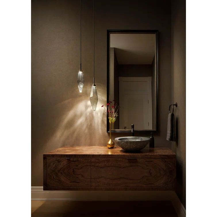 Matte Black Crystal Glass LED Mini Pendant