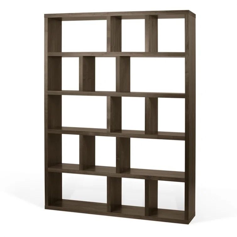 Berlin 59" Walnut Geometric 5-Level Cubbyhole Bookcase