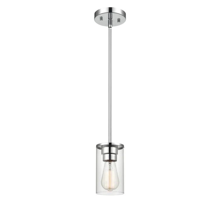 Verlana Chrome Nickel Glass 1-Light Vintage Pendant
