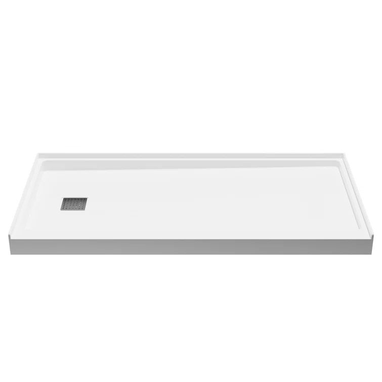 Alexander 60" x 30" White Resin Shower Base with Left Drain