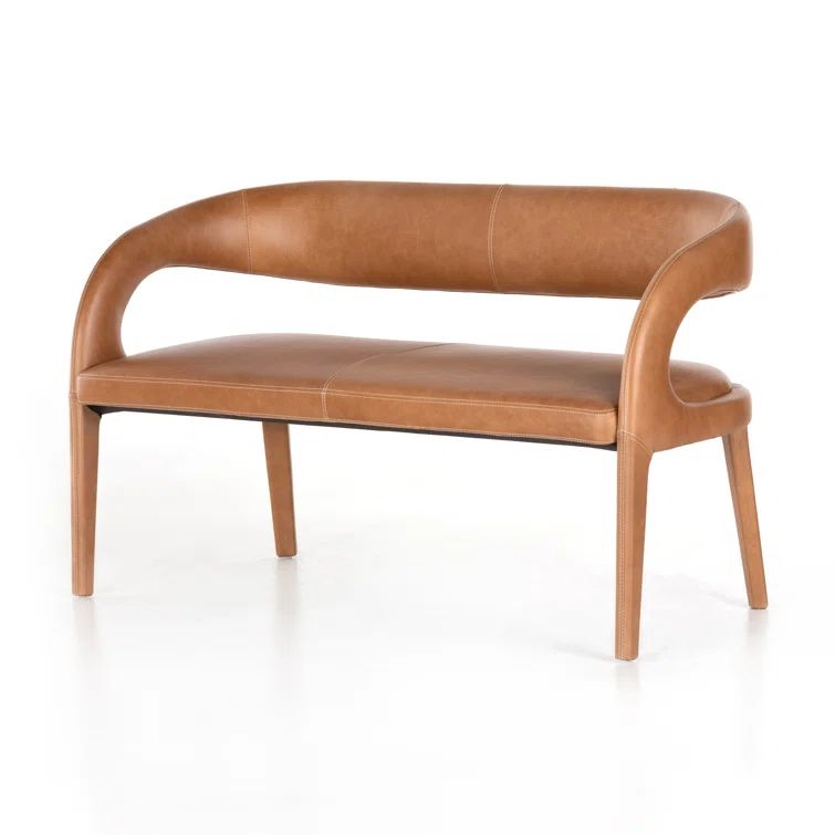 Sonoma Butterscotch Genuine Leather 55" Modern Dining Bench