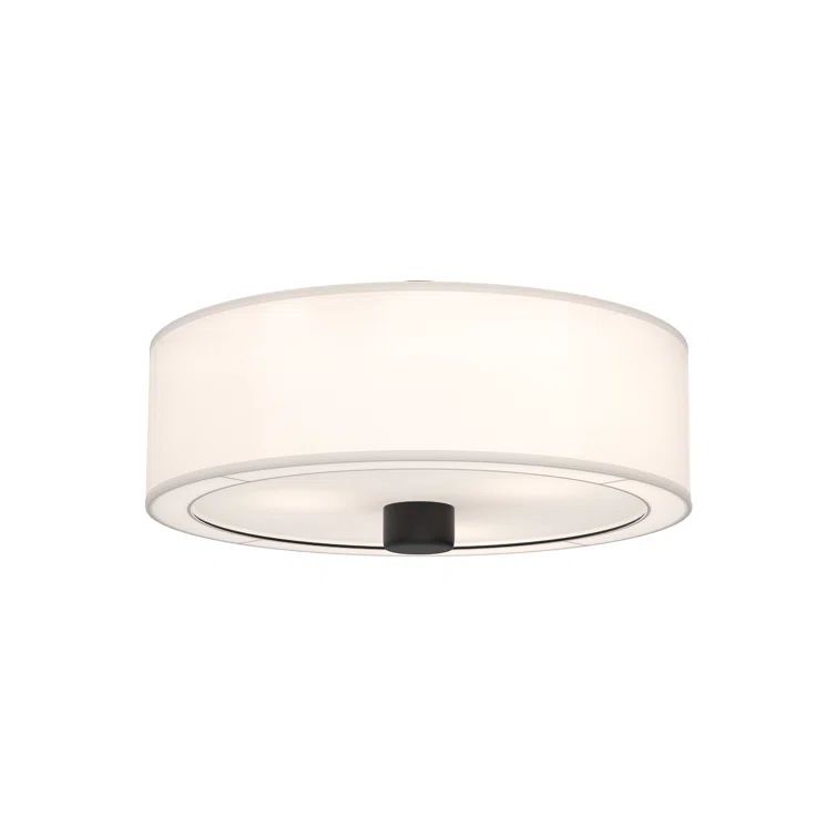 Theo 24" Matte Black Modern Drum Flush Mount with White Linen Shade