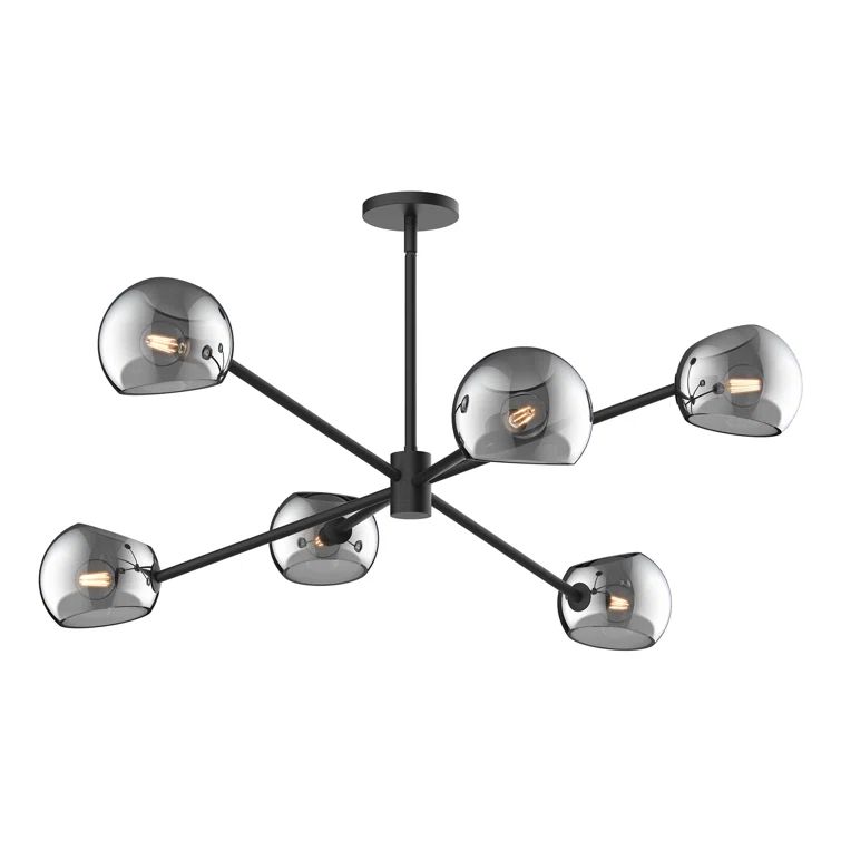 Matte Black and Smoke Glass Sputnik Chandelier