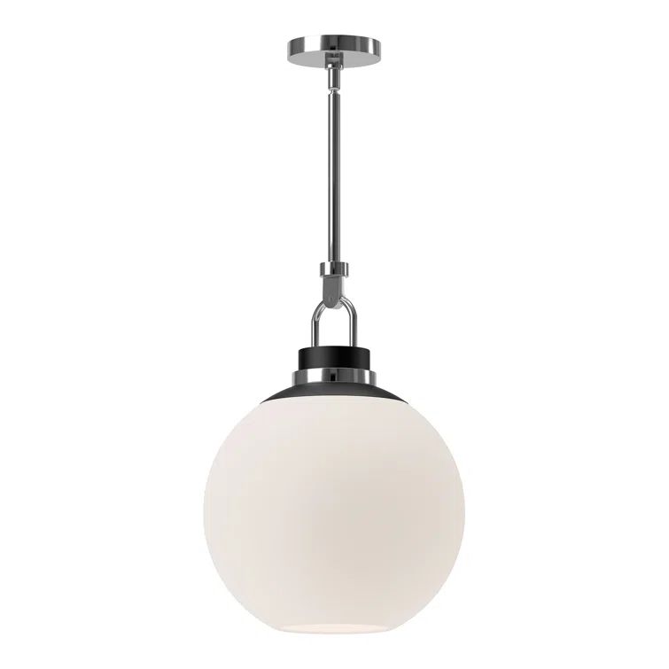 Chrome Opal Glass Globe Indoor/Outdoor Pendant Light