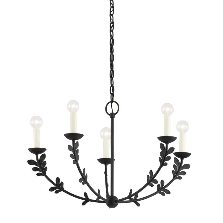 Florian Black Iron 5-Light Candle Chandelier