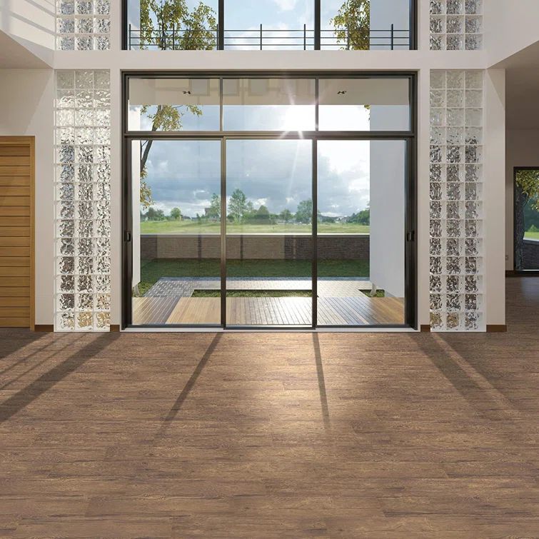 Saddle Brown 6'' x 36'' Vinyl Plank Flooring with High Gloss Finish