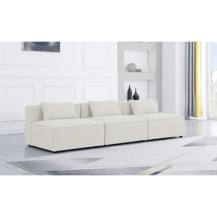 Cube 108'' Beige Linen Modular Sofa