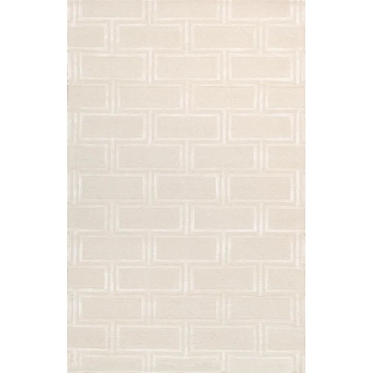 Ivory Hand-Tufted Wool and Bamboo Silk Rectangular Area Rug