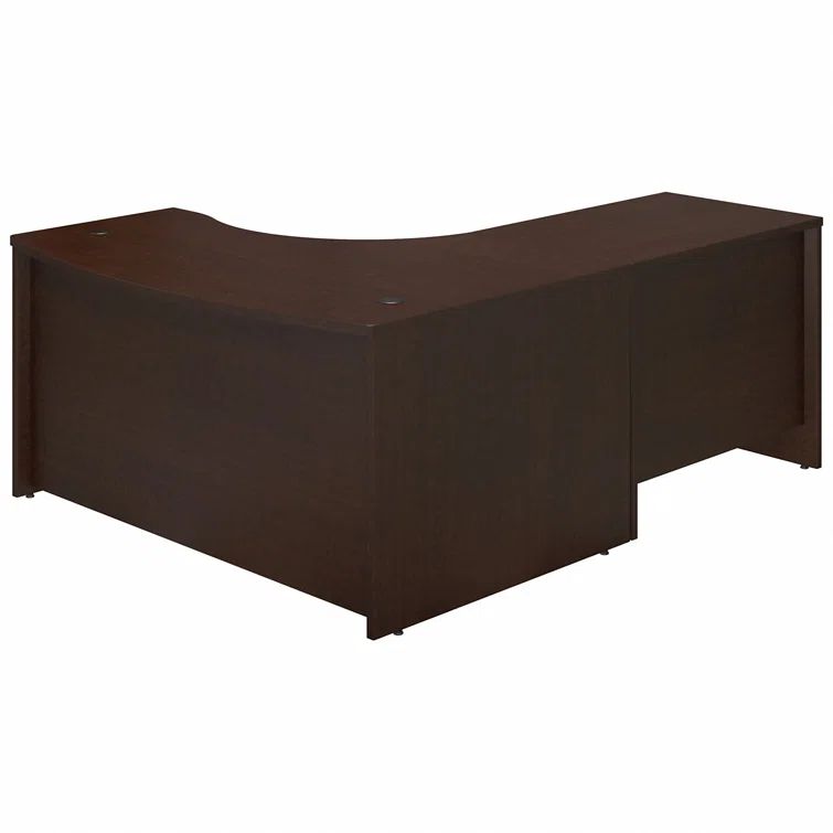 Mocha Cherry L-Shaped Executive Desk with Drawer