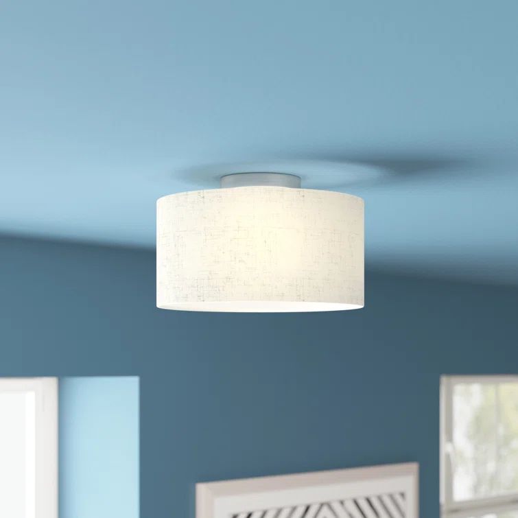 Meadow Brushed Nickel Petite Drum LED Semi-Flush Mount