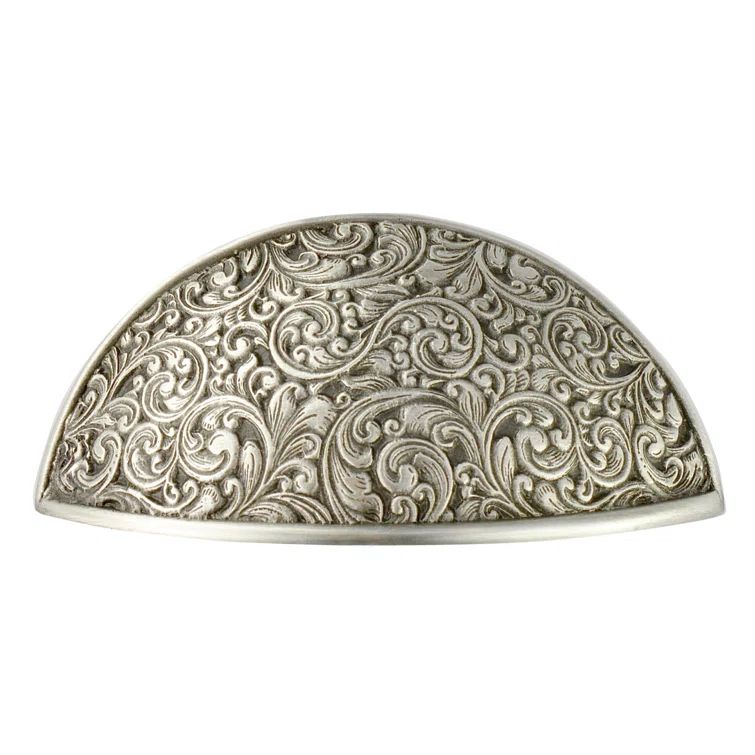 Antique Pewter Traditional Cup Pull with Intricate Swirls