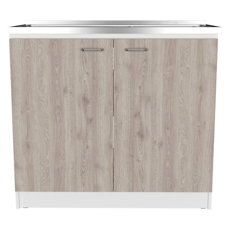 Napoles White and Light Gray MDF Utility Sink Cabinet with Steel Sink