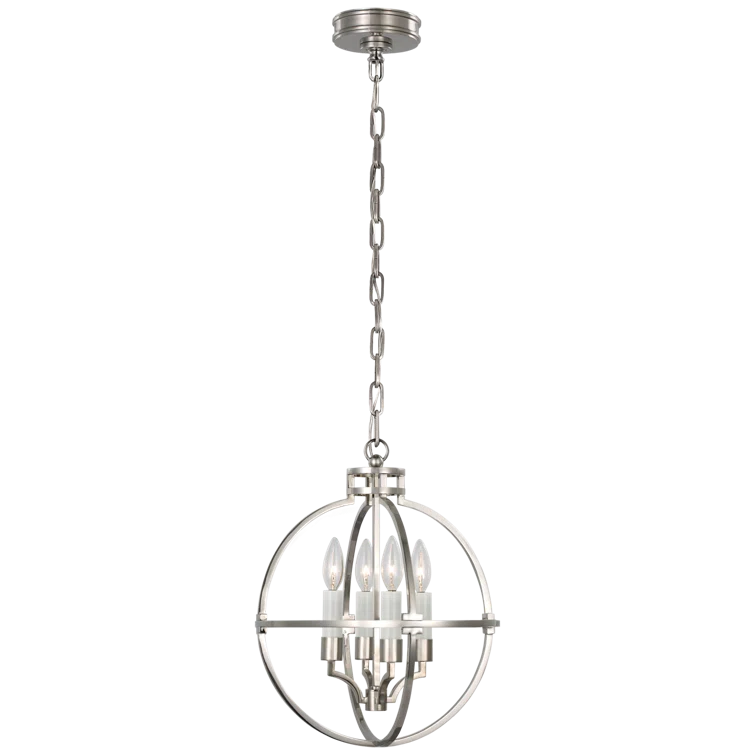 Lexie 30" Polished Nickel Globe Pendant with LED Candelabra