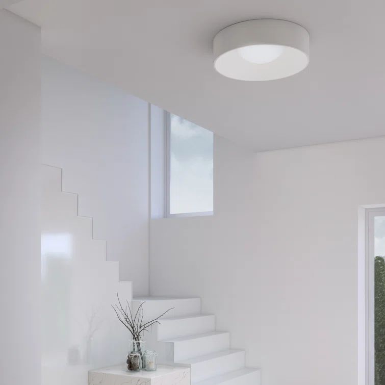 Satin White 22" Acrylic Drum LED Flush Mount