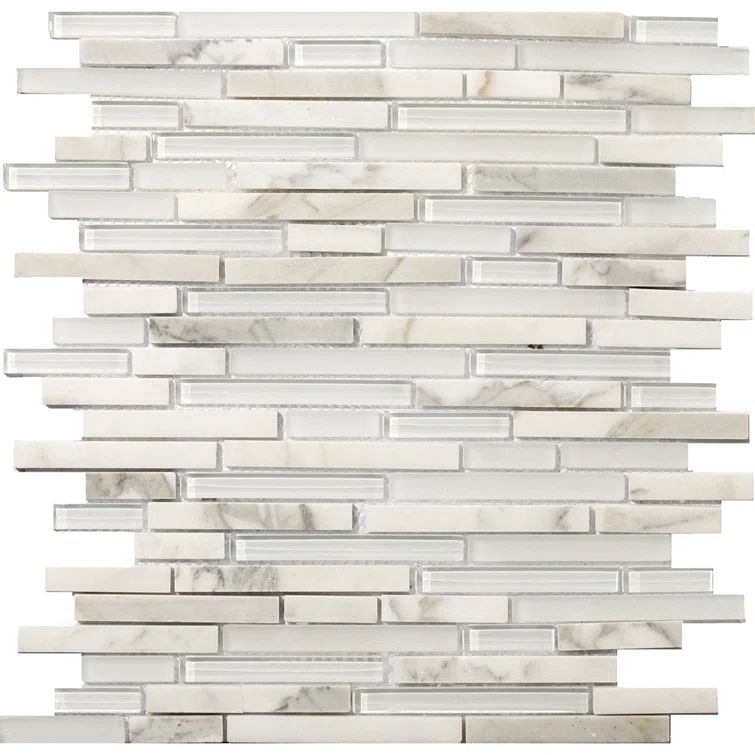 Ambrato White and Gray Glass Mosaic Wall Tile